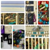 VARIOUS COSTUME JEWELLERY including a Majorcan freshwater pearl necklace, some contained in a