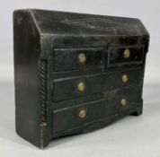 WELSH FOLK ART CARVED SLATE DOORSTOP in the form of a bureau chest, brass knob handles, 17 (h) x