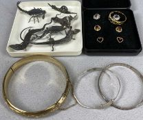 JEWELLERY & COLLECTABLES including 9ct gold ring set with four coloured stones, size Q, 2.1gms,