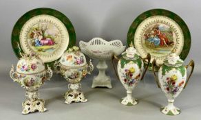 CONTINENTAL PORCELAIN TRANSFER DECORATED CHINA, a pair of Royal Vienna style circular chargers,