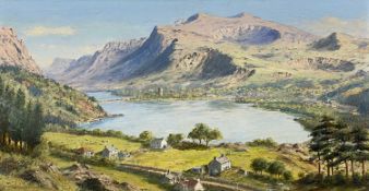 G WARREN WILLIAMS (Welsh 20th Century) oil on board - entitled verso 'Snowdon, Llanberis, Llyn