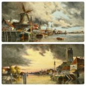 LOUIS VAN STAATEN (Norris Fowler-Willatt) pair of watercolours - 'Volendam' and 'Tralkhafen', signed