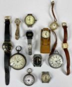 COLLECTION OF POCKET & WRISTWATCHES, including silver cased centre seconds chronograph, no. 21930,