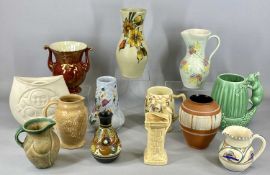GROUP OF DECORATIVE 20TH CENTURY CERAMICS including Gouda sunflower vase no. 1722, 27cms (h),