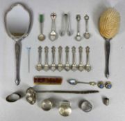 GROUP OF SMALL SILVER/WHITE METAL COLLECTABLES including a toddy ladle with whalebone handle,