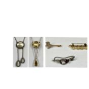 GROUP OF JEWELLERY including Art Deco white metal and mother of pearl pendant and chain, stamped