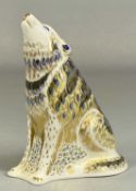 ROYAL CROWN DERBY 'WOLF' PAPERWEIGHT with gold stopper, printed mark in red, boxed Provenance: