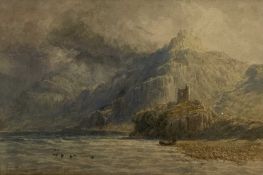 JOHN MOGFORD RI (British 1821 - 1885) watercolour titled verso 'Dolbadarn Castle Llanberis',