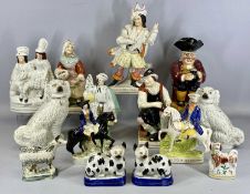 COLLECTION OF STAFFORDSHIRE FIGURES, 19th century and later, including a large Ralph Woods pair 'The