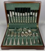 BUTLER OF SHEFFIELD MAHOGANY CASED CANTEEN of bead pattern cutlery, for six persons, 44 pieces