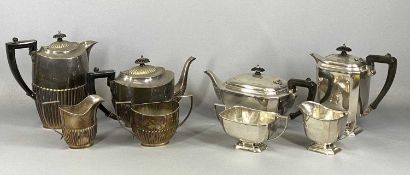 EPNS FOUR PIECE TEA SERVICE of octagonal form and EPNS four piece service of oval form with
