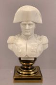 SEVRES WHITE PORCELAIN BUST OF NAPOLEON on a gilt and cobalt blue square base, 16cms (h) Provenance: