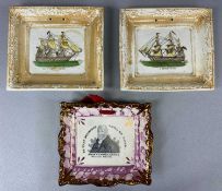 PAIR OF 19TH CENTURY STAFFORDSHIRE MARITIME PLAQUES, 'Duke of Wellington - 131 guns' and 'La