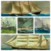 VARIOUS MARITIME SCHOOL ARTISTS including JOHN D. JONES oil on board - 'S. S. Ross Trevor', signed