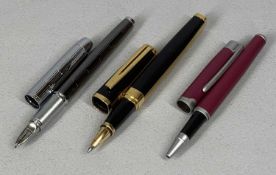 COLLECTION OF PENS including Waterman black and gold coloured rollerball pen, a Parker black and