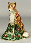 ROYAL CROWN DERBY 'FOX MOTHER' PAPERWEIGHT with gold stopper, printed mark in red, boxed Provenance:
