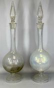 TWO LARGE CHEMIST'S APOTHECARY GLASS DISPLAY CARBOYS, early 20th century, on circular feet with