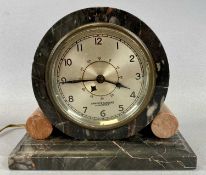 ART DECO MARBLE HAMILTON SANGAMO SYNCHRONOUS MANTEL CLOCK with silvered dial with Arabic numerals,