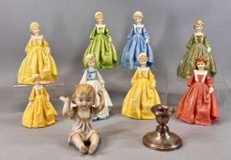 SEVEN ROYAL DOULTON FIGURINES modelled by F.G. Doughty including 'Grandmother's Dress' model 3081 in