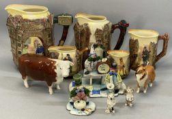 ASSORTED BRITISH CERAMICS including five Royal Doulton Dickens jugs (D.6394, D.6395, D.6396, D.6397,