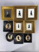 NINE VARIOUS PORTRAIT SILHOUETTES, 19th century and later, rectangular and oval, some highlighted,