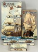 AIRFIX FIVE BOXED PLASTIC SAILING BOAT MODEL KITS, Royal Sovereign, Endeavour, Cutty Sark and
