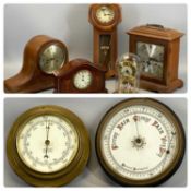 ASSORTED CLOCKS & BAROMETERS including regulator 31-day wall clock, 45cms (h), Walker & Hall