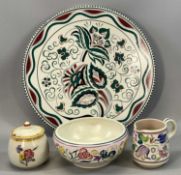 POOLE FLORAL DECORATED POTTERY including circular charger signed K. Hickisson, 35cms (diam.), lidded