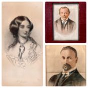 JOHN HARRISON & WILLIAM HENRY MOTE black & white engraving - head and shoulder bust of Mrs.