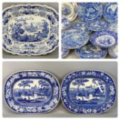 19TH CENTURY STAFFORDSHIRE BLUE & WHITE TRANSFERWARE including two Rogers 'Wild Rose' pattern
