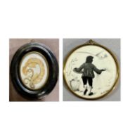 MARCELLE DOROTHY SHEARS (English 1926-1997) circular pen and ink miniature - man sowing seeds, 10.