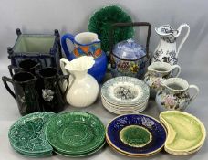 ASSORTED CERAMICS 19th Century and later including 11 Sarreguemines transfer decorated humorous