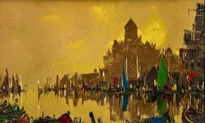 ‡ GEORGE R. DEAKINS (British 20th century) oil on board - Venetian view, signed lower left, 34.5 x