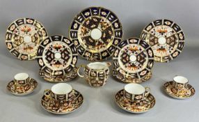 ROYAL CROWN DERBY IMARI PATTERN 2451 TABLEWARE comprising two teacups and saucers, two coffee cans