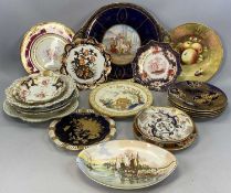 ASSORTED CONTINENTAL & BRITISH CERAMICS including porcelain two-handled tea tray, transfer decorated