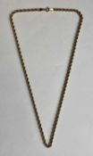 9CT GOLD ROPE TWIST CHAIN, 48.5cms (l), 4.9gms Provenance: private collection Gwynedd