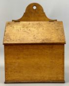 VICTORIAN OAK SALT/CANDLE BOX with sloping hinged cover, 39 (h) x 29 (w) x 18cms (d) Provenance: