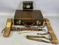 GEORGE VI ATTACHÉ CASE, cover stamped with royal cypher, leather and brass ammo pouch, cover with