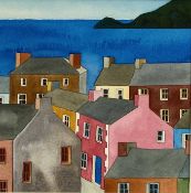 ‡ ALICE TENNANT (Contemporary British) watercolour - entitled verso 'Over Rooftops', 15cms²