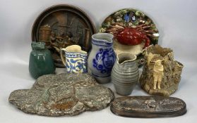 ASSORTED DECORATIVE CONTINENTAL / BRITISH CERAMICS including Musterschute wall plaque, figures in