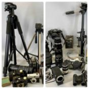 LARGE COLLECTION OF CAMERAS & ACCESSORIES including Pentax Super F1 SLR with various lenses, Nikon