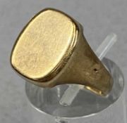 YELLOW METAL SIGNET RING, marked 14K, size P, 3.5gms Provenance: deceased estate Denbighshire