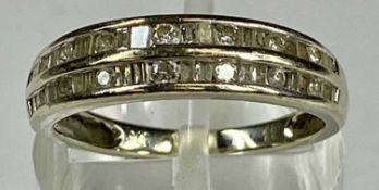 9CT WHITE GOLD RING SET WITH TWIN BAND OF DIAMONDS, size L, 2.1gms Provenance: private collection