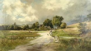 ‡ HENRY HADFIELD CUBLEY (British 1858-1934) oil on canvas - entitled verso 'Between the Showers, a