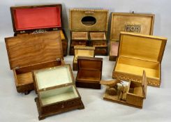 COLLECTION OF WOODEN BOXES, 19th century and later including mahogany sarcophagus form double tea