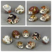 SEVEN ROYAL CROWN DERBY ANIMAL PAPERWEIGHTS including hedgehogs, 'Poppy Mouse', 'Dormouse' and '