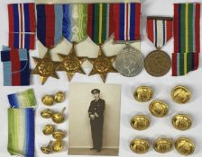WWII BRITISH MEDAL GROUP including Pacific Star, Atlantic Star and 1939-45 War Medal and a WWII