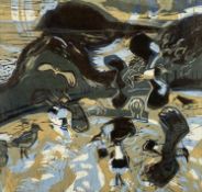 ‡ KIM ATKINSON (Welsh b.1962) limited edition 14/16 colour lithograph - Lapwings, numbered in