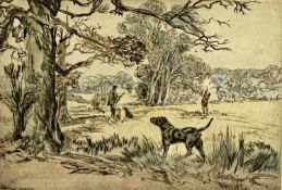 HENRY WILKINSON (British 1921-2011) limited edition 15/100 colour etching - pheasant shooting,