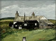 ‡ OWEN MEILIR (Welsh b.1954) oil on board - 'Cottage of Ty Cwyfan, Aberffraw, Ynys Môn', signed